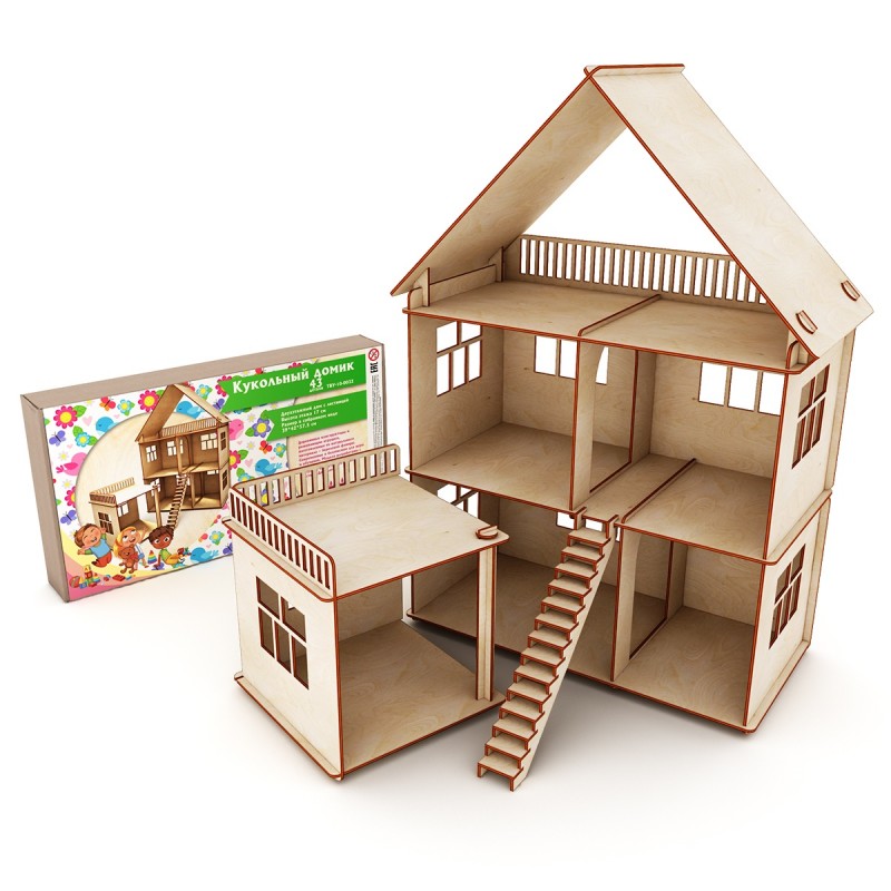 Кукольный домик с лестницей (Коробка, упаковка)